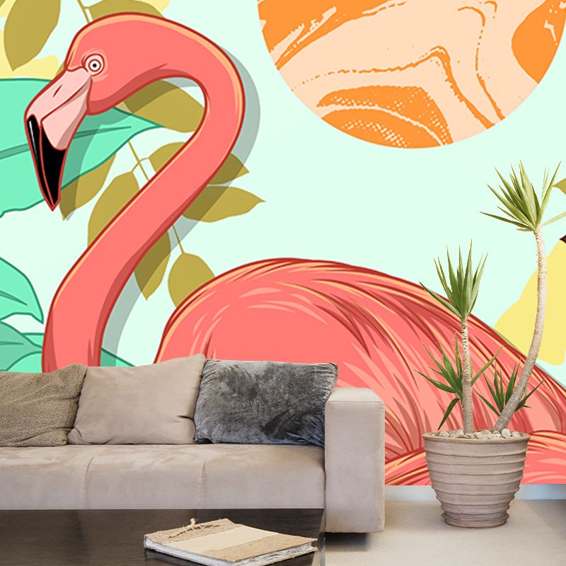 Sunset Flamingo Illustration Mural for Home Bedroom Decoration, Made to Measure