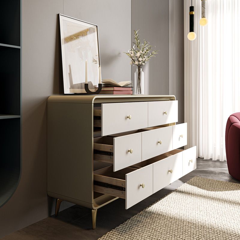 Classic Glam Horizontal Double Dresser Rubber Wood Storage Chest Dresser for Bedroom