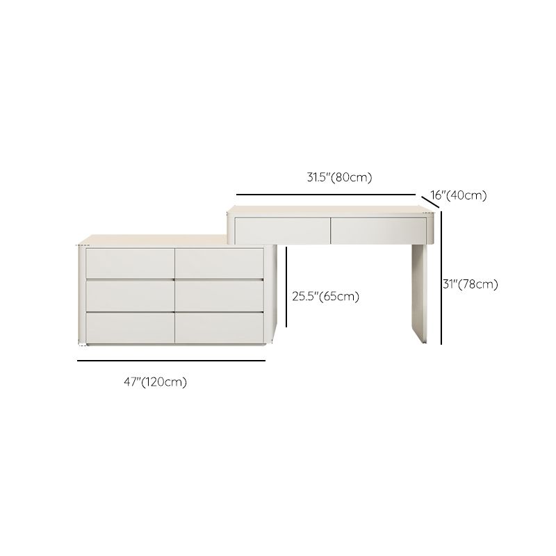 Contemporary Cream Wooden Make up Dressing and Stool with Drawers