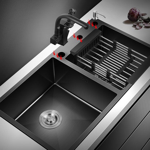 Rectangle Stainless Steel Sink in Black Double Bowl Drop-In Kitchen Sink