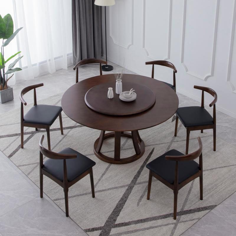 Solid Wood Pedestal Table Convertible Dining Table for Kitchen