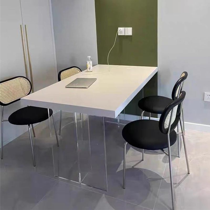 Rectangle Double Pedestal Dining Table Modern Wood Table for Kitchen Dining Room