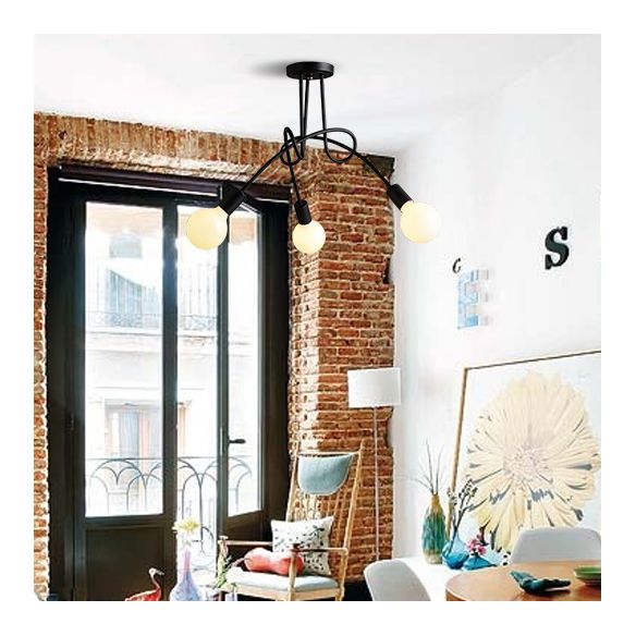 Montaje empotrado de techo de 3/5 cabezales con brazo giratorio, iluminación de montaje semiempotrado de cocina elegante Retro de Metal en blanco y negro