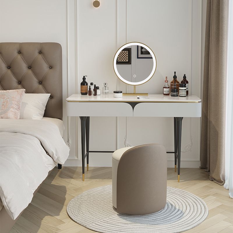 Rock Slate Off-white Dressing Table with 4 Drawers Metal Base