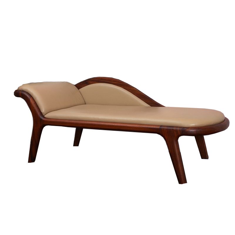 Traditional Wooden One Arm Chaise Flared Arms for Bedroom Living Room