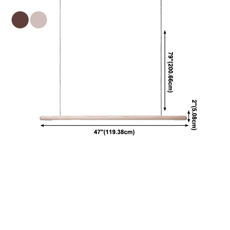 Modern Wood Chandelier Lamp Linear 1 Light LED Island Pendant for Office