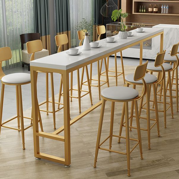 White Cushion Bar Stool Contemporary Barstool with Metal Legs