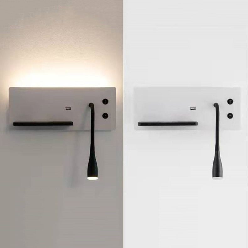 Modern Metal Wall Light Rectangle 12" Wide Reading Wall Sconce for Bedroom