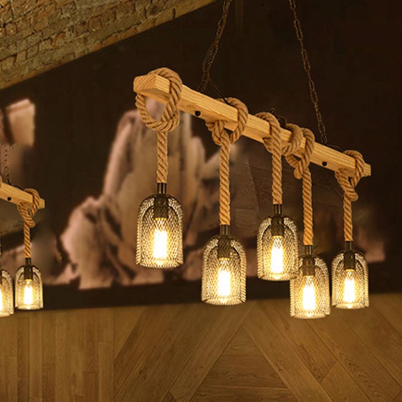 Industrial Wooden Island Light Household Hanging Lighting Fixture