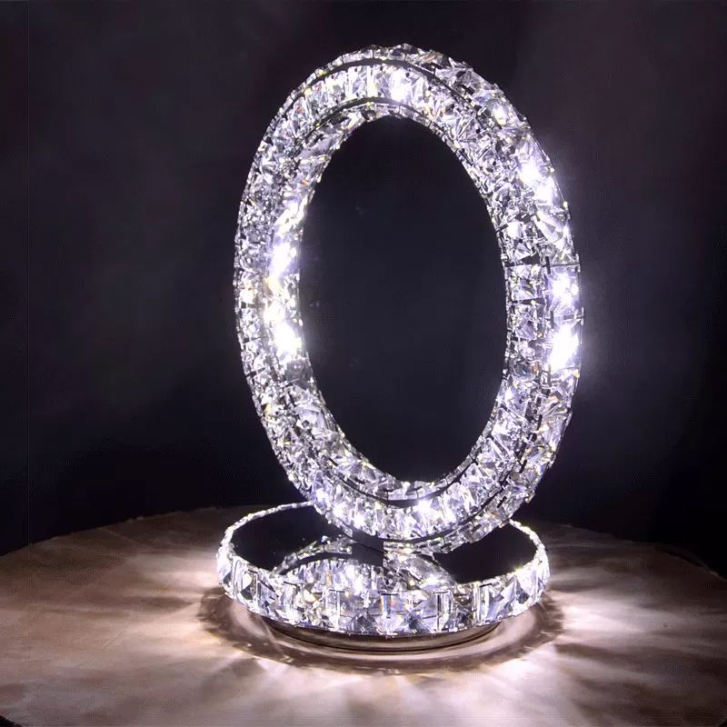 Crystal Encrusted Clear LED LAD LAMPAGGIO NOTTE CRESCENT/CIRCHE/AMORE CUORE Romantico Light tavolo moderno in luce calda/bianca