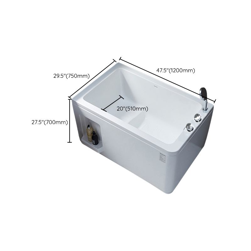 Small Tub Modern Soaking White Acrylic Bathroom Back to Wall Bathtub