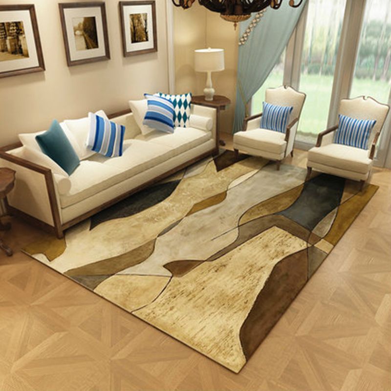 Modern Home Decor Rug Multi Color Abstract Print Area Carpet Synthetics Non-Slip Backing Pet Friendly Rug