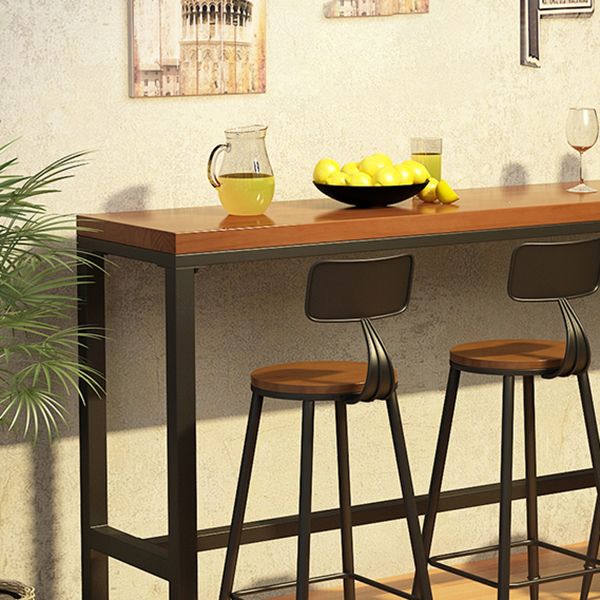 Solid Wood Pub Height Table Trestle Industrial Pub/Bar Dining Table