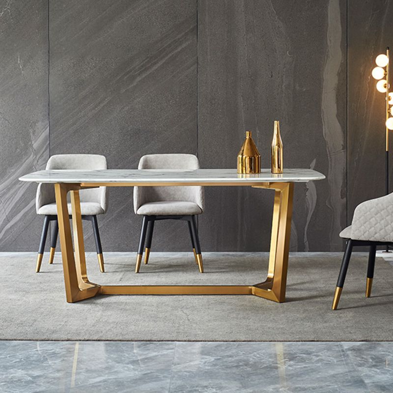 Marble Dining Table Set 1/2/7 Pcs Rectangle Dining Table with Arm Chairs