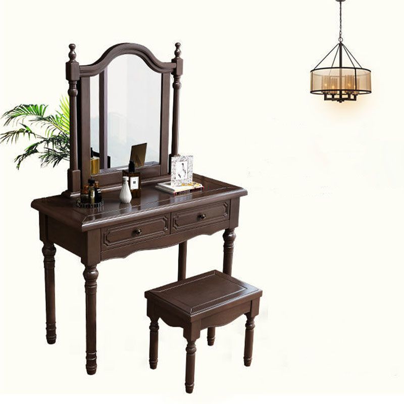 Victorian Dressing Table with 2-Drawers and Mirror Make-up Vanity