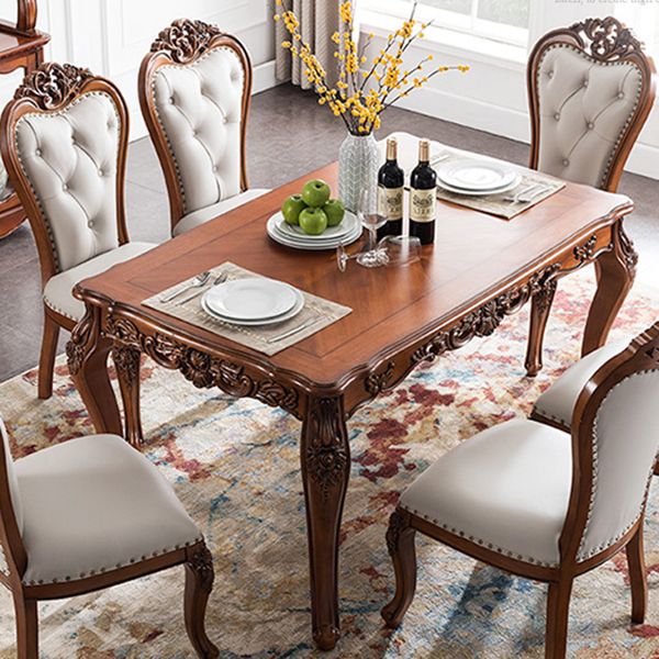 Medieval Modern Rubber Wood Dining Table for Restaurant Rectangle Table with 4 Legs