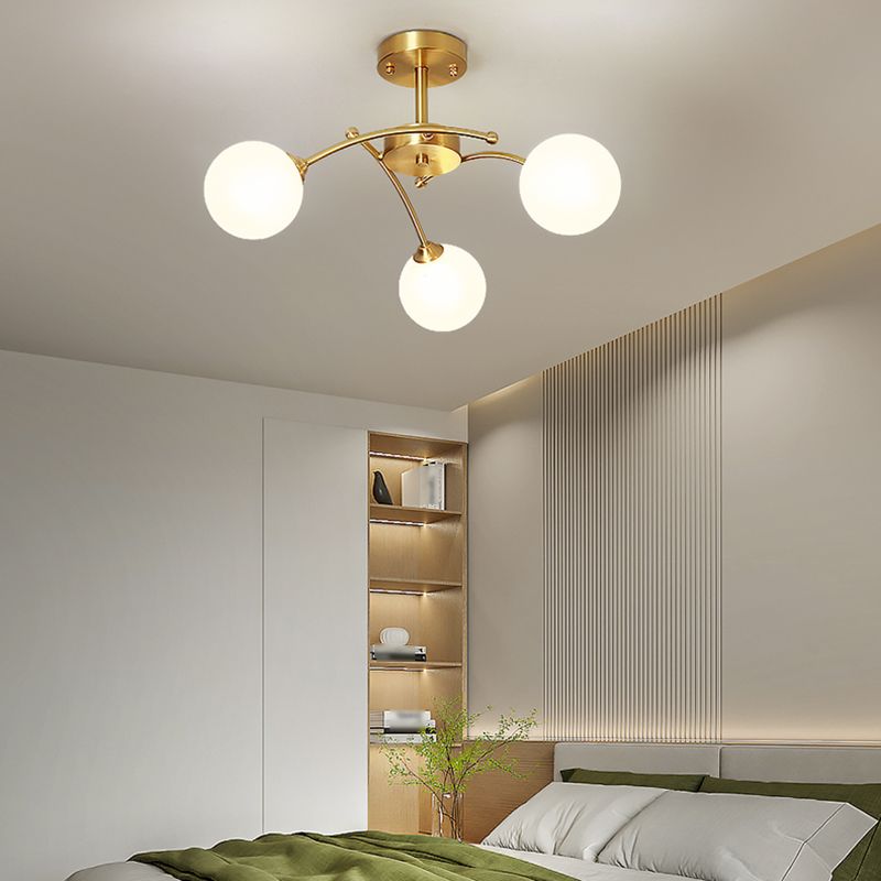 Nordic Style Copper Ceiling Light Ball Shape Ceiling Lamp for Bedroom