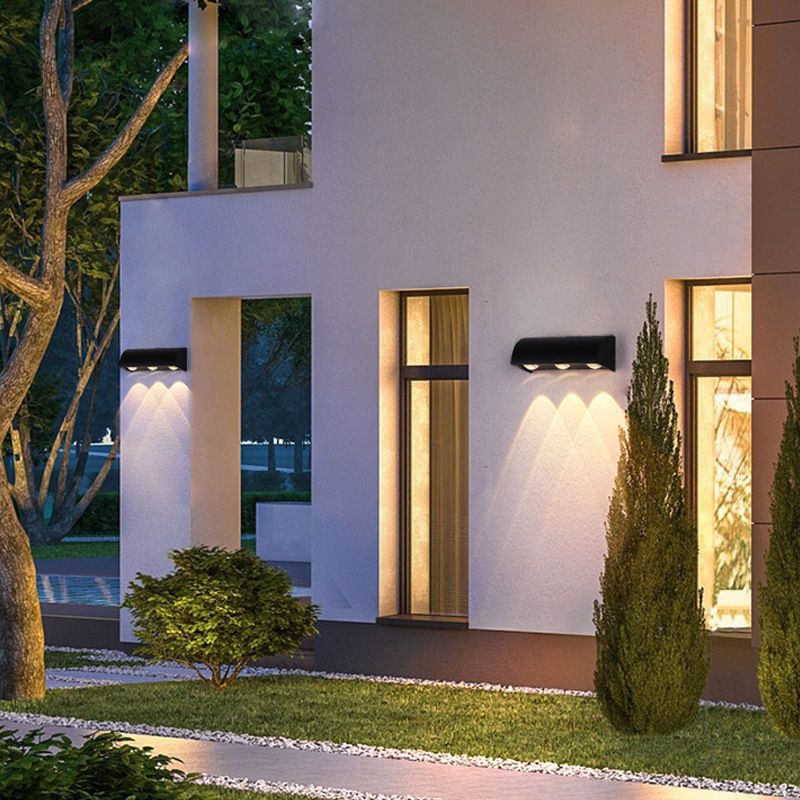 Modern Style Wall Lamp Metal 3 Lights Sconces in Black for Outdoor