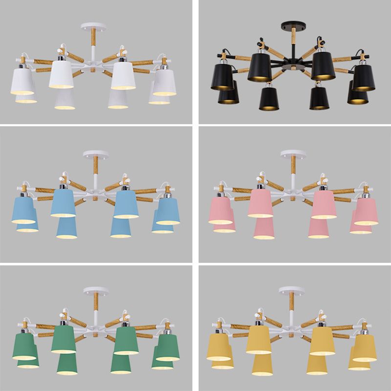 Metal Shaded Chandelier Pendant Light Nordic-Style Hanging Ceiling Light for Bedroom