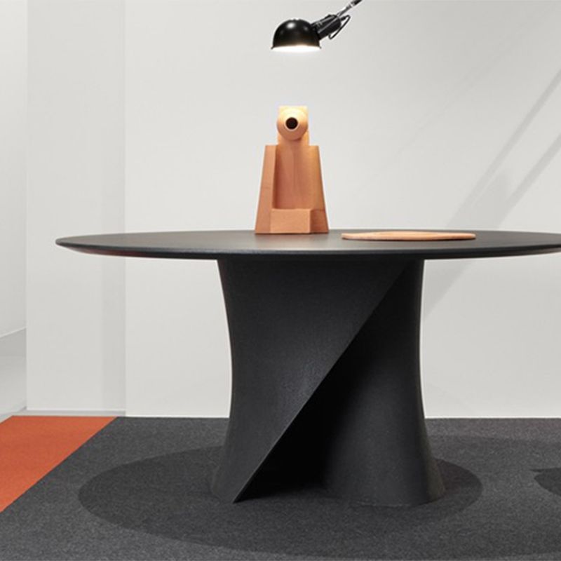 Modern Style Round Wood/Slate Table with Abstract Base Coffee Table