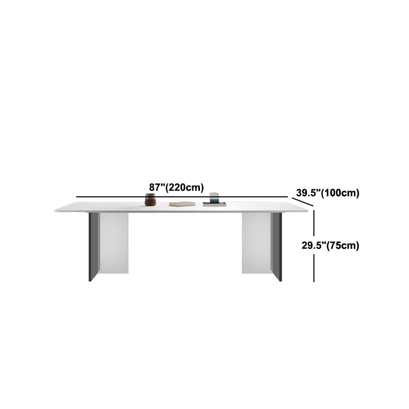Modern Dining Table with White Stone Rectangle Dining Table for Kitchen