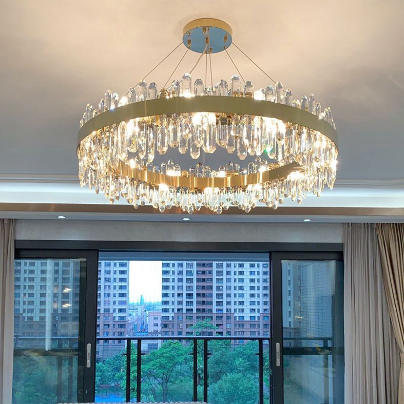 Minimalist Ceiling Pendant Light Ring Crystal Chandelier Lighting for Living Room