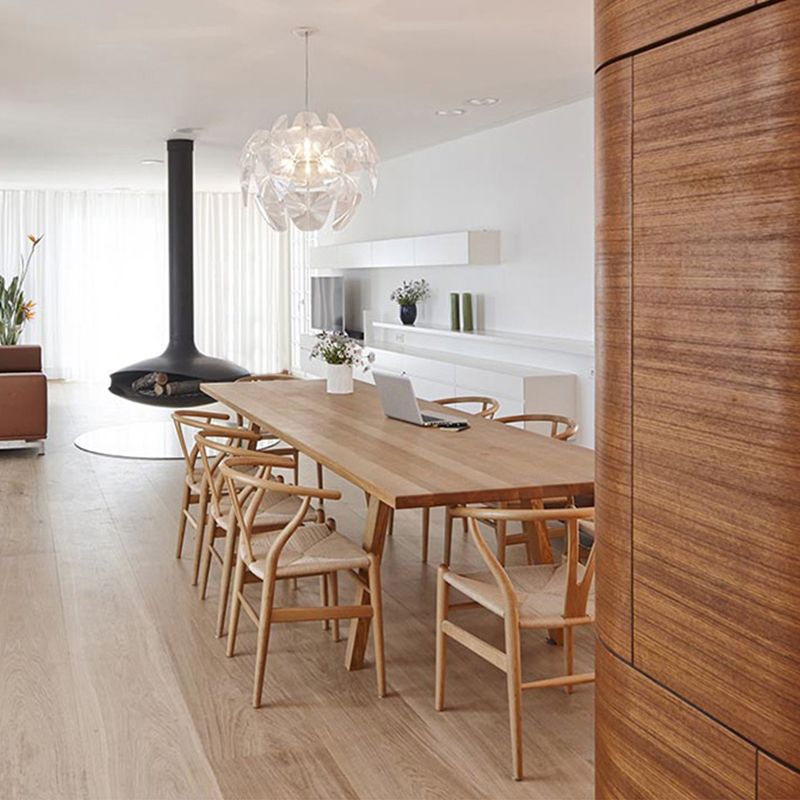 Natural Solid Wood Table Rectangular 4 Legs Table for Dining Room