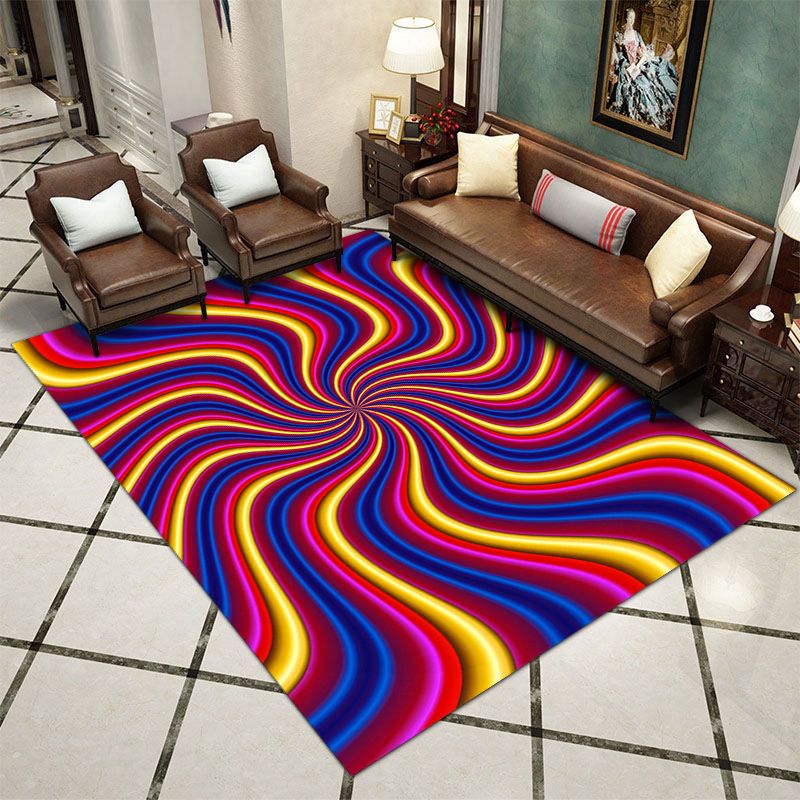 Red Contemporary Rug Polyester Graphic Indoor Rug Stain Resistant Rug for Home Decoration