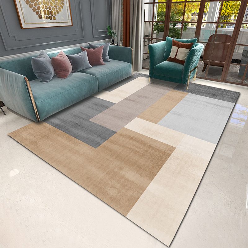 Bold Geometric Area Rug Modern Indor Rug Washable Polyester Non-Slip Carpet for Home Decor