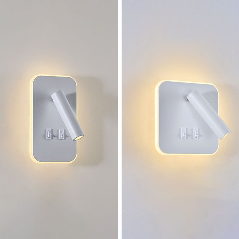Modernist Wall Light Fixture Metal Black and White Wall Sconce for Bedroom