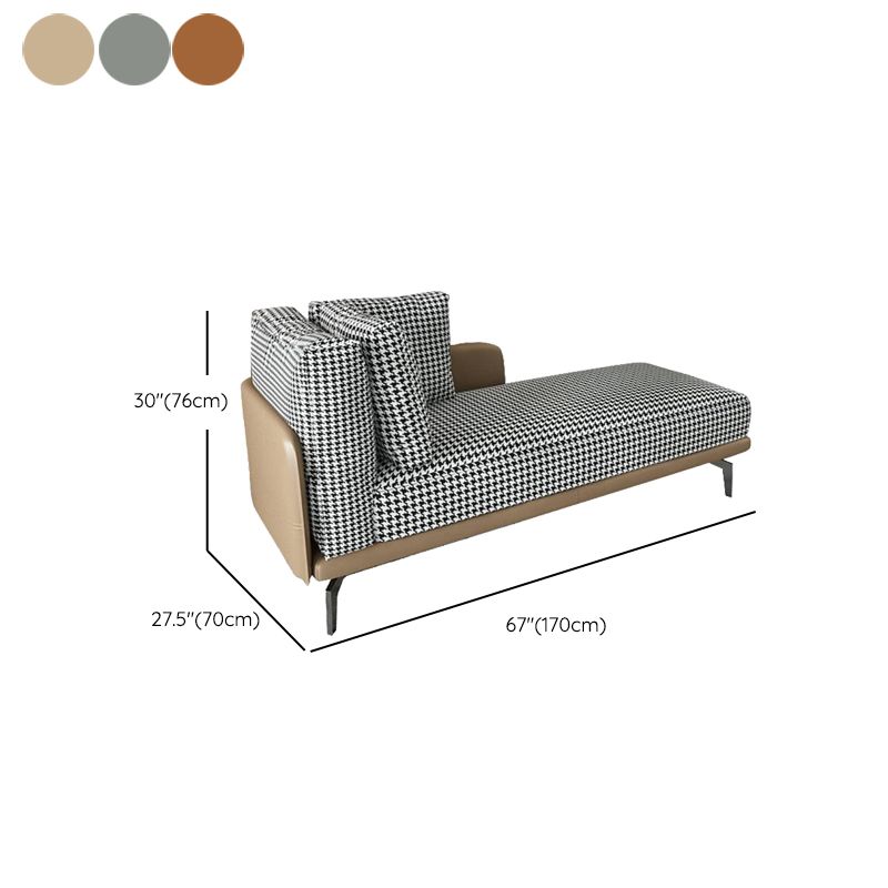 Contemporary Square Arms Accent Chair Fabric Houndstooth Chaise