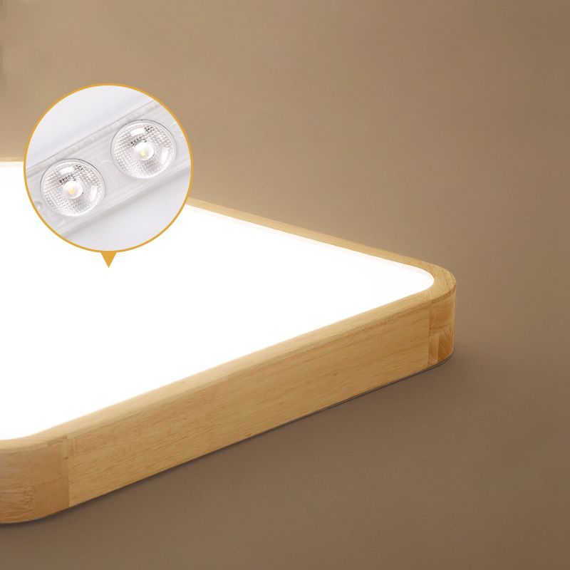 Geometric LED Ceiling Lamp Modern Wood 1 Light Flush Mount for Bedroom Study