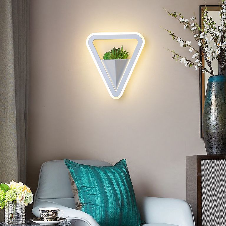 LED Triangle Shape Wall Mount Lamp Acrylic Shade Contemporary Plant Sconces for Living