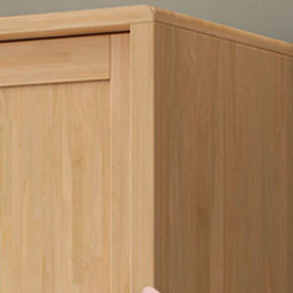 Freestanding Solid Wood Wardrobe Modern Wardrobe Armoire with 2 Doors and 1 Drawer