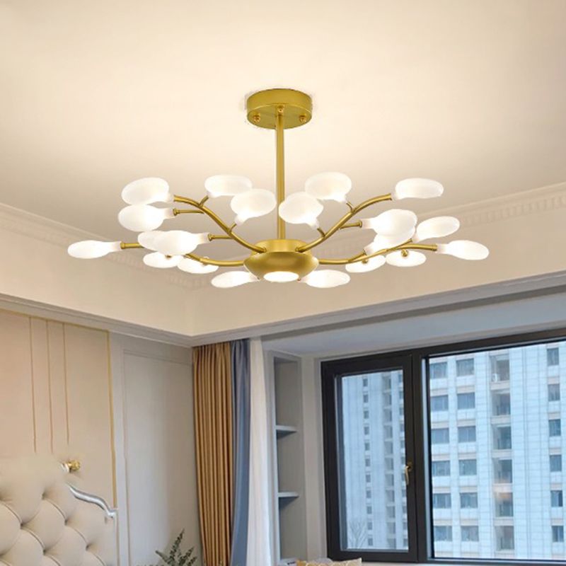 Candelier de la rama dorada Metal Modernista y Candelera de techo acrílico para sala de estar