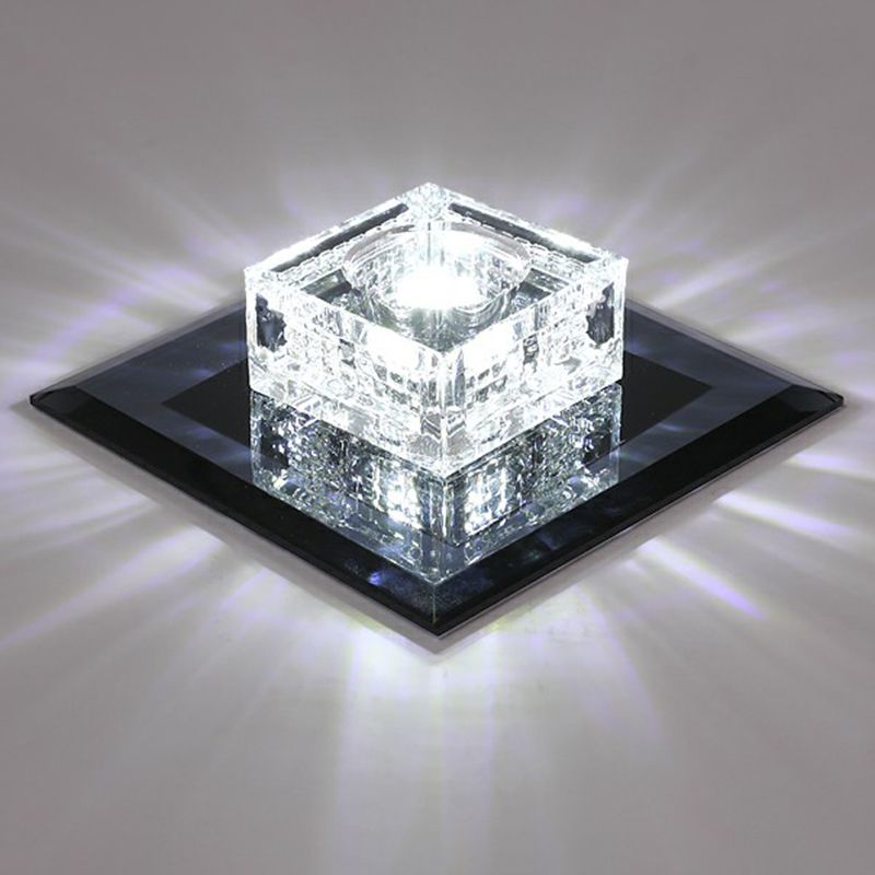 Luz de techo empotrada LED de forma cuadrada moderna, luz de techo empotrada de cristal para pasillo