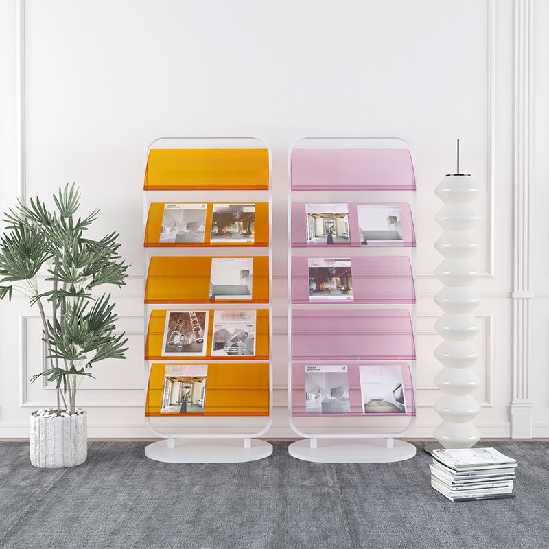 Contemporary Open Back Metal Bookshelf Acrylic Bookcase with Shelves