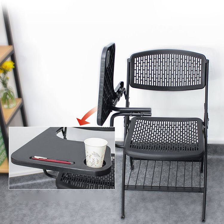 Armless Mid-Back Conference Chair Breathable Plastic Back and Seat Office Chair