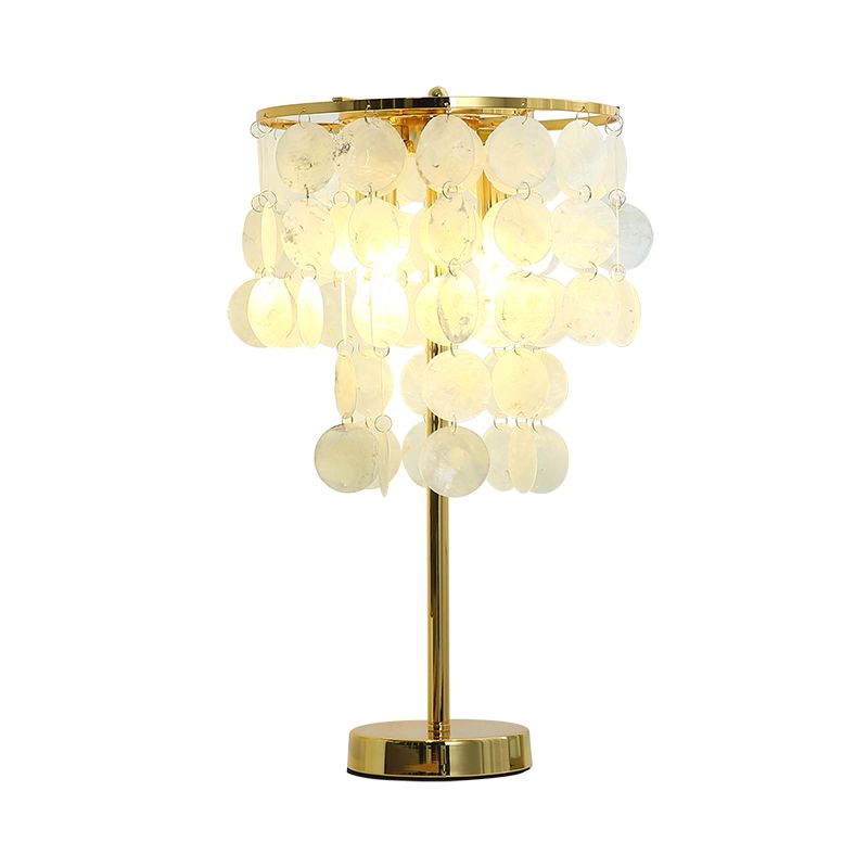 Trapsgewijze schaaltafellicht postmodern 1 kop witte nachtkastje lamp met gouden staafarm