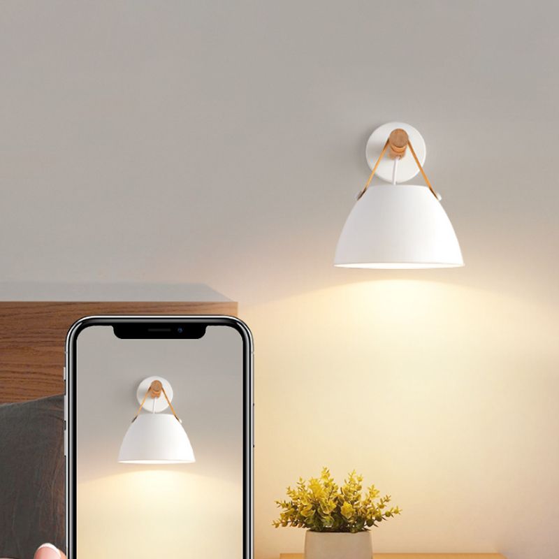 Cone Shape Metal Wall Light Industrial Style 1-Light Wall Light Sconce in White