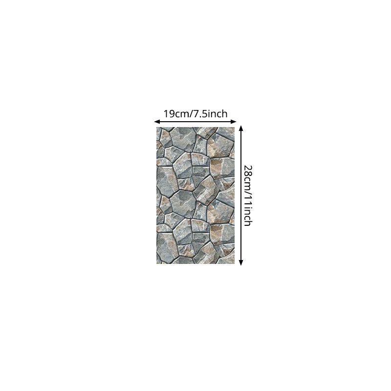 Textured-Look Stone Wallpaper Panel Industrial PVC Wall Decor in Grey, Self Adhesive