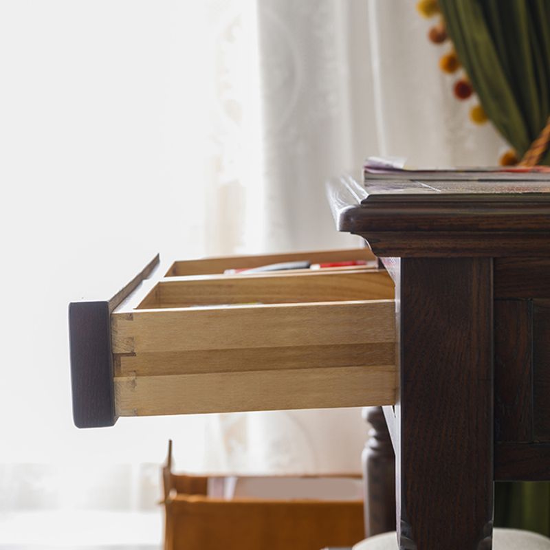 Ash Brown Vanity Set with Mirror 17.71" Wide Wood Vanity Tables with 2 Drawers