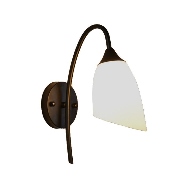 Black Metal Wall Light Modernism White Shaded Lighting for Foyer