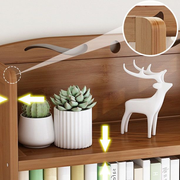 Contemporary Floor Closed Back Bookshelf Bamboo Home Shelf Bookcase