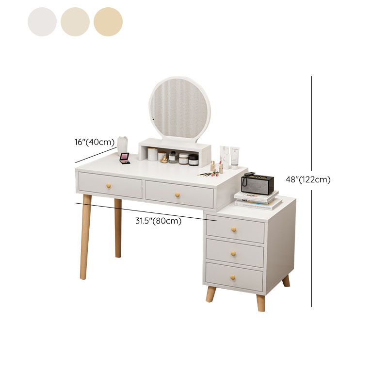 Wood and Metal Vanity Table with Stool Accent 5/6 Drawers Makeup Desk