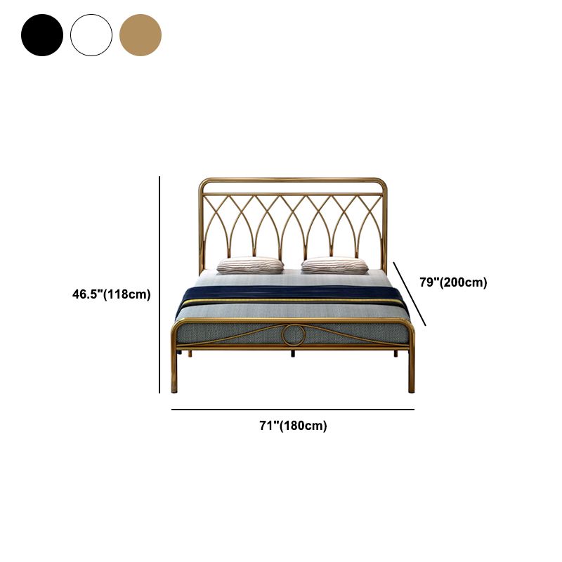 Glam Open-Frame Bed with Iron Frame Headboard and Metal Legs