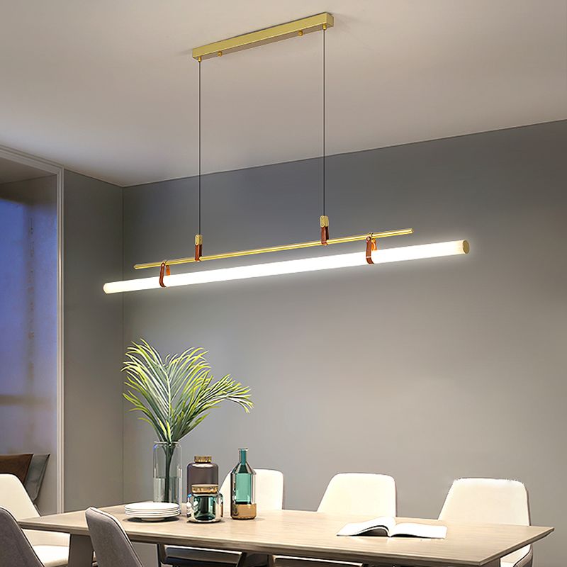 Lineare Metall Island Leuchte moderne Deckenheizlicht für Esszimmer