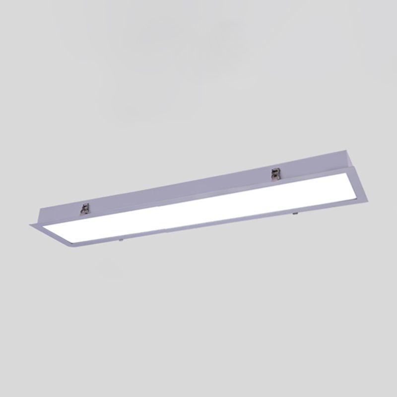 Plafonnier LED de forme rectangulaire en aluminium moderne, 1 lumière, montage encastré pour allée