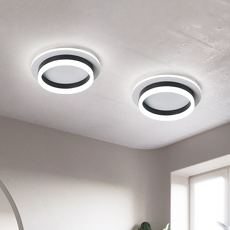 Ronde/vierkante inbouwplafondlamp Minimalistisch acryl Zwart/wit LED-inbouwverlichting in warm/wit licht voor slaapkamer