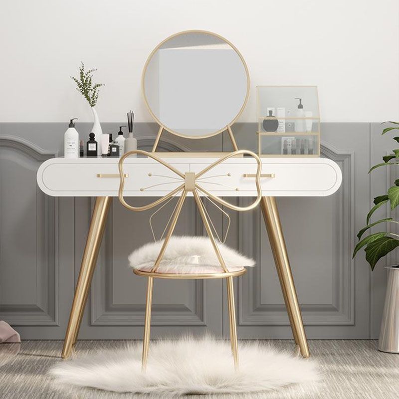 Glam Makeup Counter with 2 Drawers in White Vanity Table for Bedroom